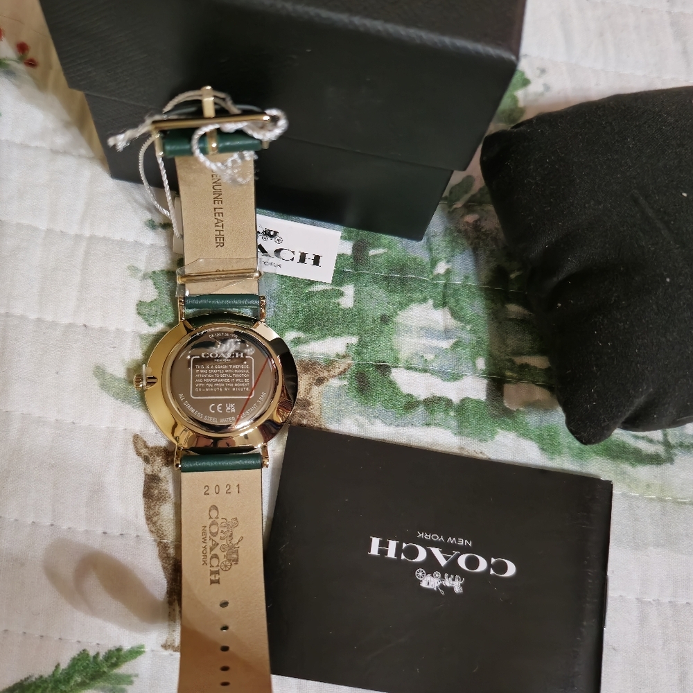 Coach Green Leather Strap Watch Brand New. By New York - Picture 5 of 12